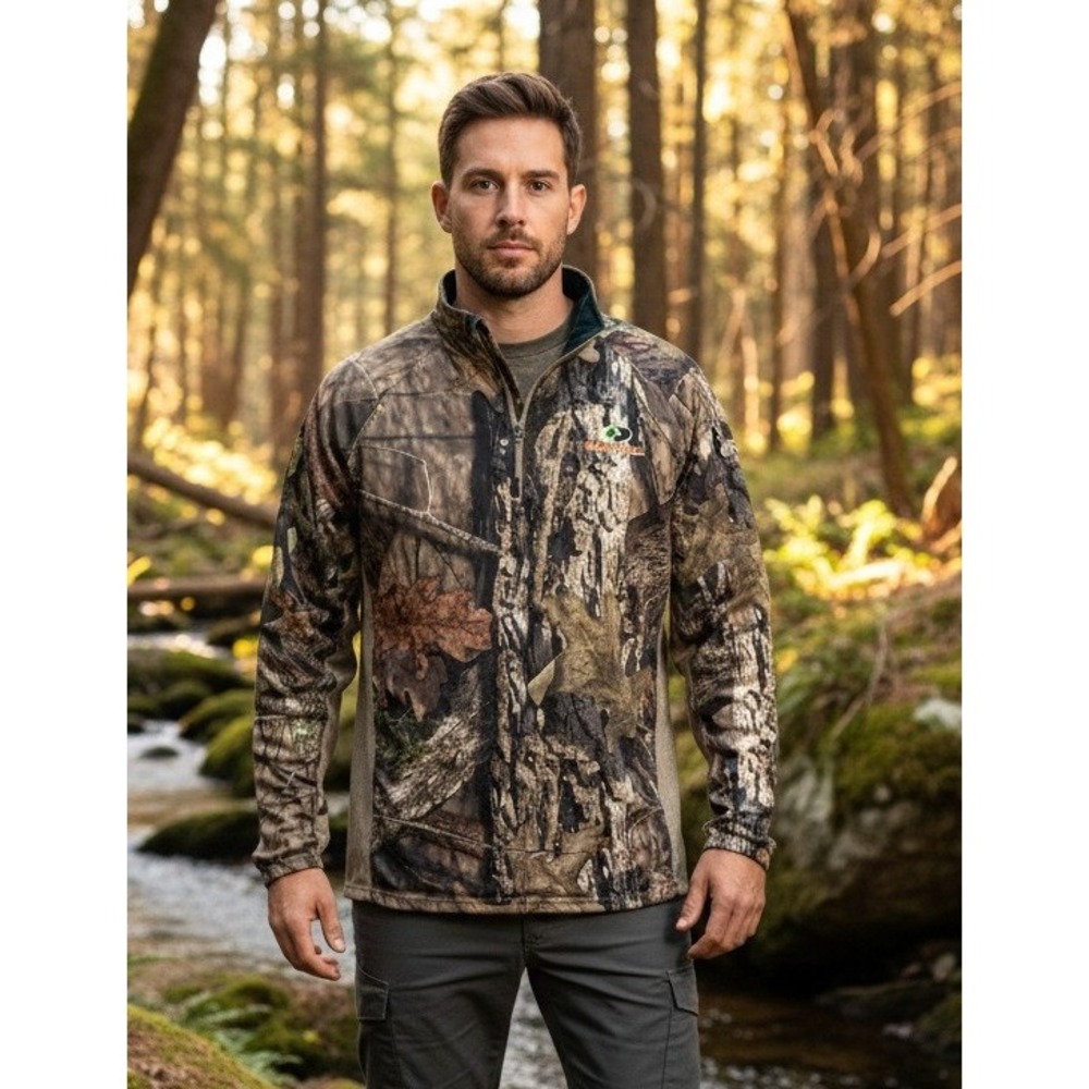 Mossy Oak Men's‎ Camouflage Quarter Zip Pullover Hunting Break Up Size XL 46-48
